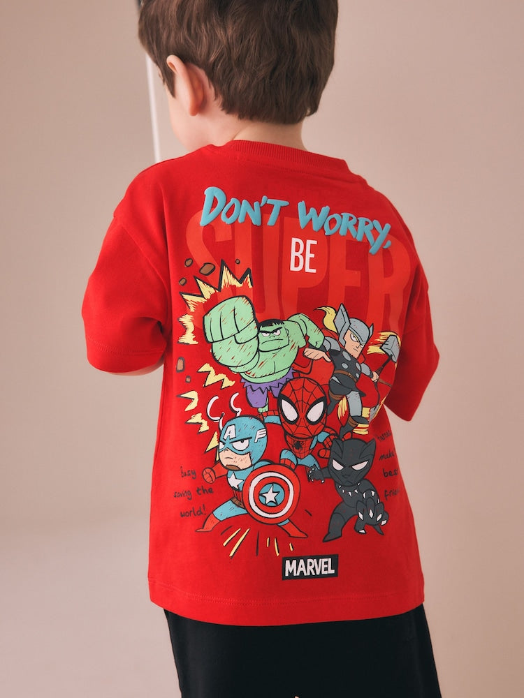 |Boy| Camiseta De Algodão De Manga Curta Marvel Vermelha/Azul (6 meses a 8 anos)