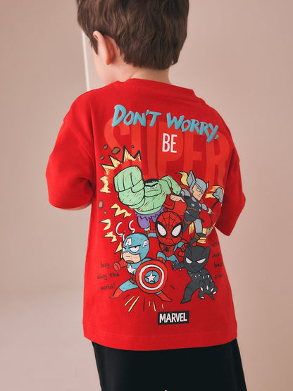 |Boy| Camiseta De Algodão De Manga Curta Marvel Vermelha/Azul (6 meses a 8 anos)