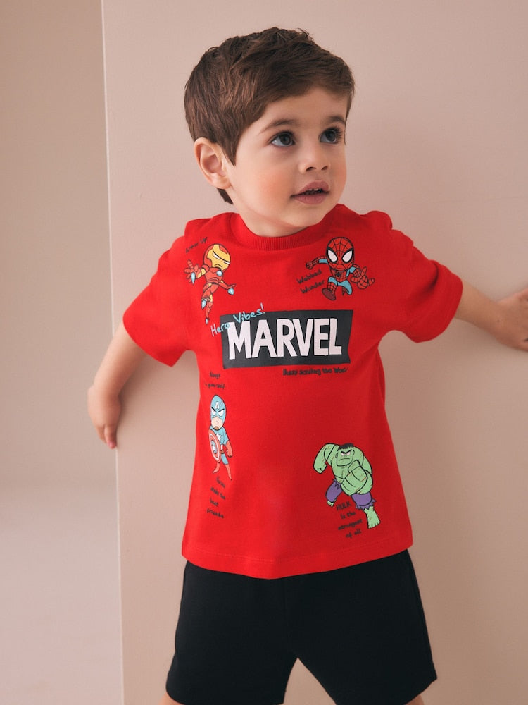 |Boy| Camiseta De Algodão De Manga Curta Marvel Vermelha/Azul (6 meses a 8 anos)
