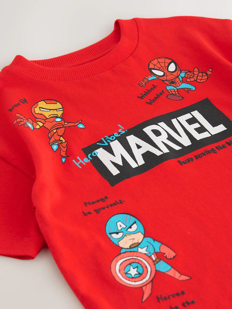 |Boy| Camiseta De Algodão De Manga Curta Marvel Vermelha/Azul (6 meses a 8 anos)