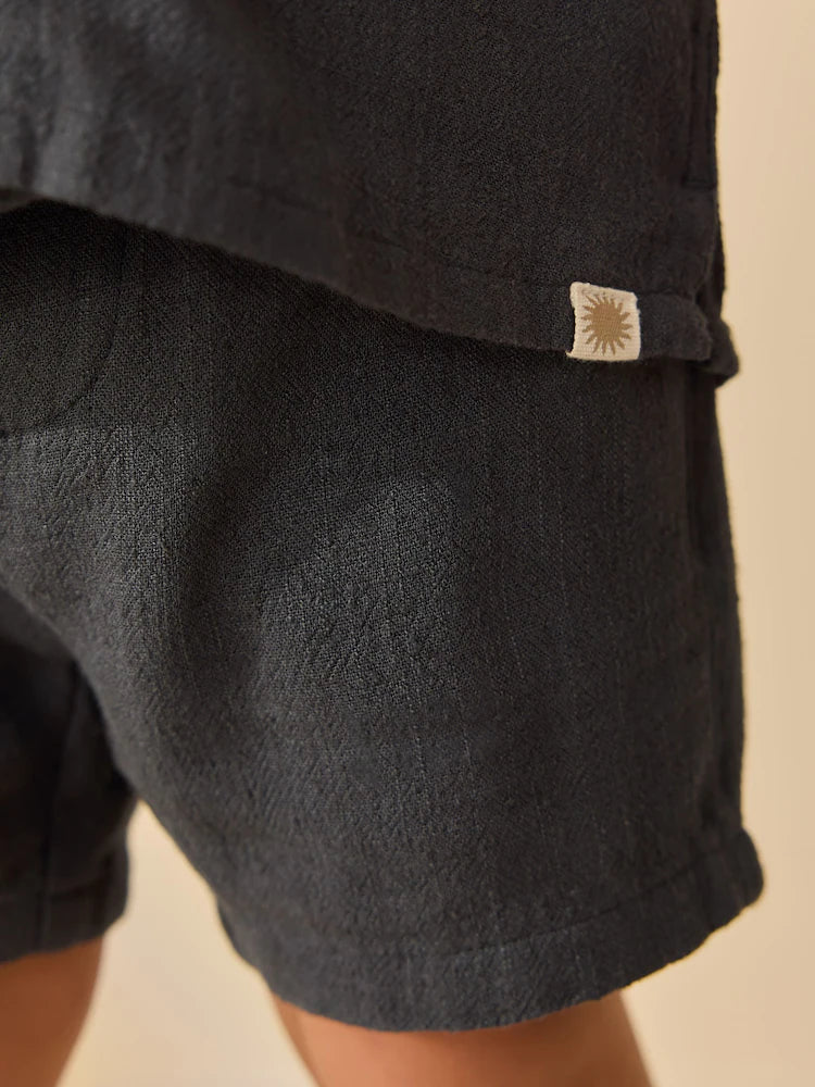 |Boy| Conjunto De Camisa De Manga Curta Com Gola Redonda e Shorts Na Cor Cinza Carvão (3 meses a 10 anos)