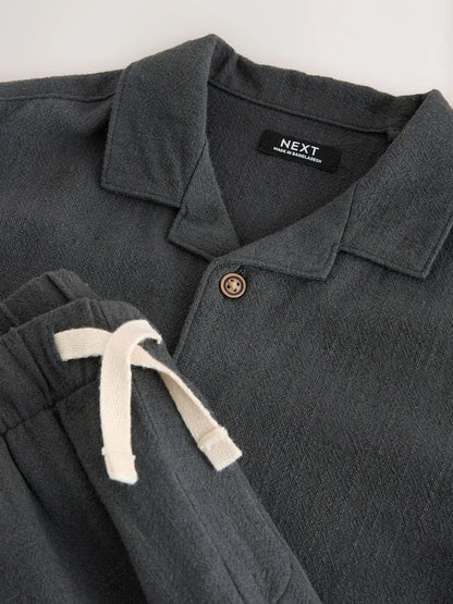 |Boy| Conjunto De Camisa De Manga Curta Com Gola Redonda e Shorts Na Cor Cinza Carvão (3 meses a 10 anos)