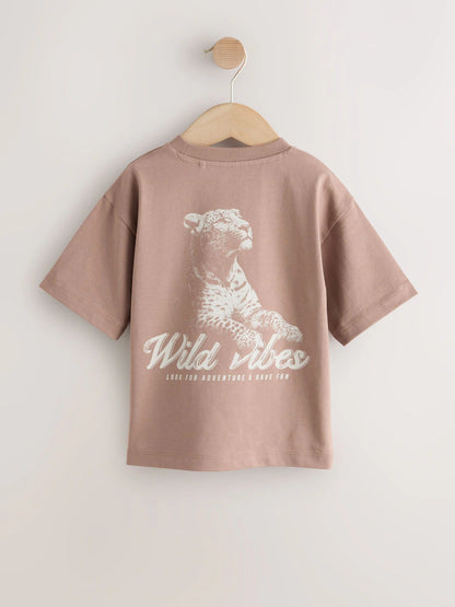 |Boy| Camiseta De Manga Curta Com Estampa De Tigre Wild Vibes Em Tons Neutros/Bege (3 meses a 7 anos)