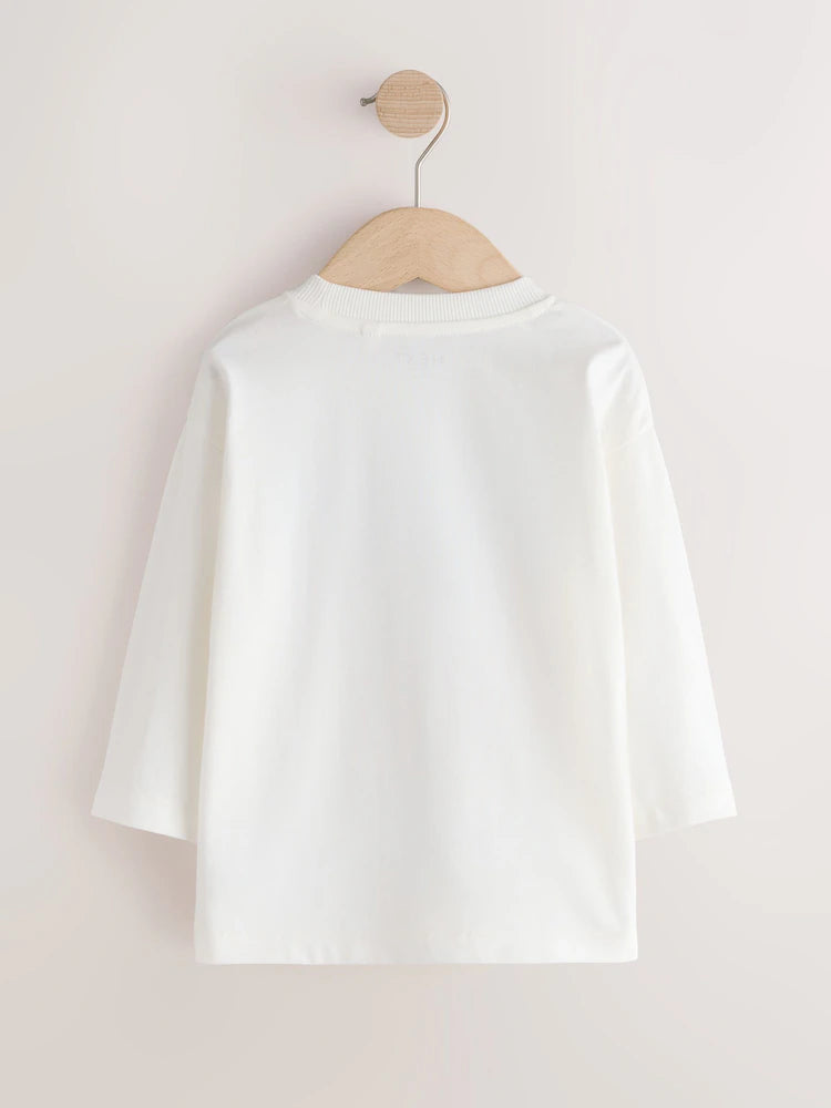 |Boy| Camiseta Branca de Manga Longa com Estampa Sandwich Club (3 meses a 7 anos)