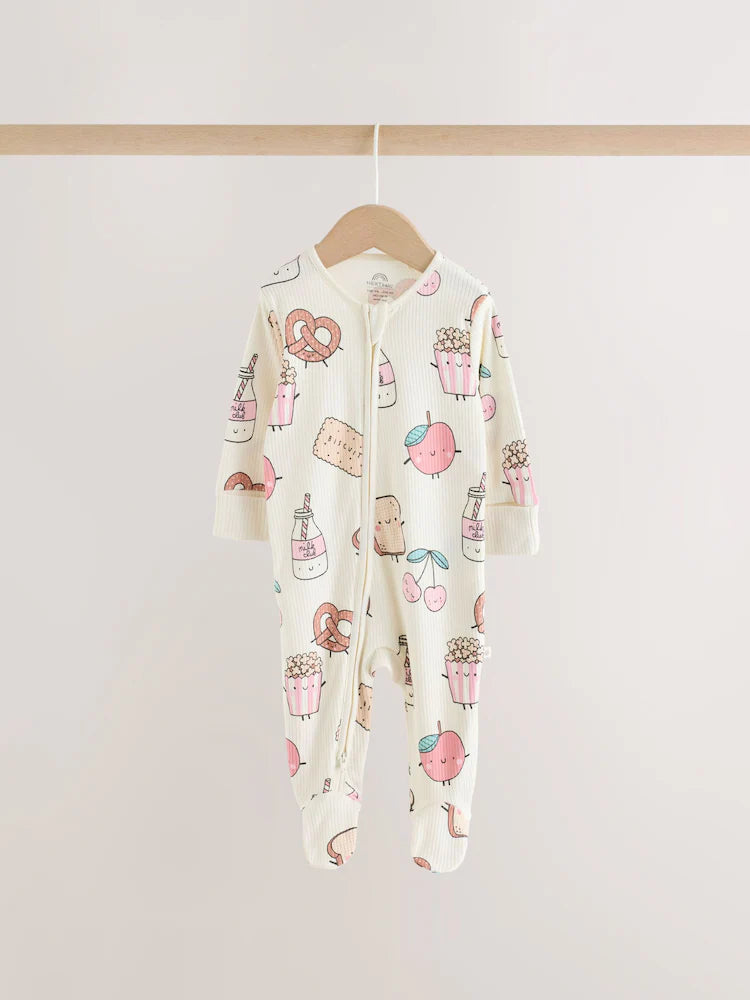 |BabyGirl| Kit com 3 Macacões de Bebê Rosa com Zíper Bidirecional (0 meses a 3 anos)