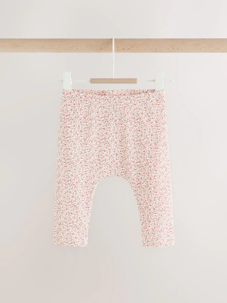 |BabyGirl| Kit com 5 Leggings para Bebê – Estampa Miúda Marrom-Mink (0 meses a 2 anos)
