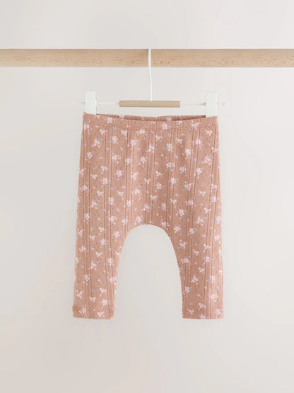|BabyGirl| Kit com 5 Leggings para Bebê – Estampa Miúda Marrom-Mink (0 meses a 2 anos)