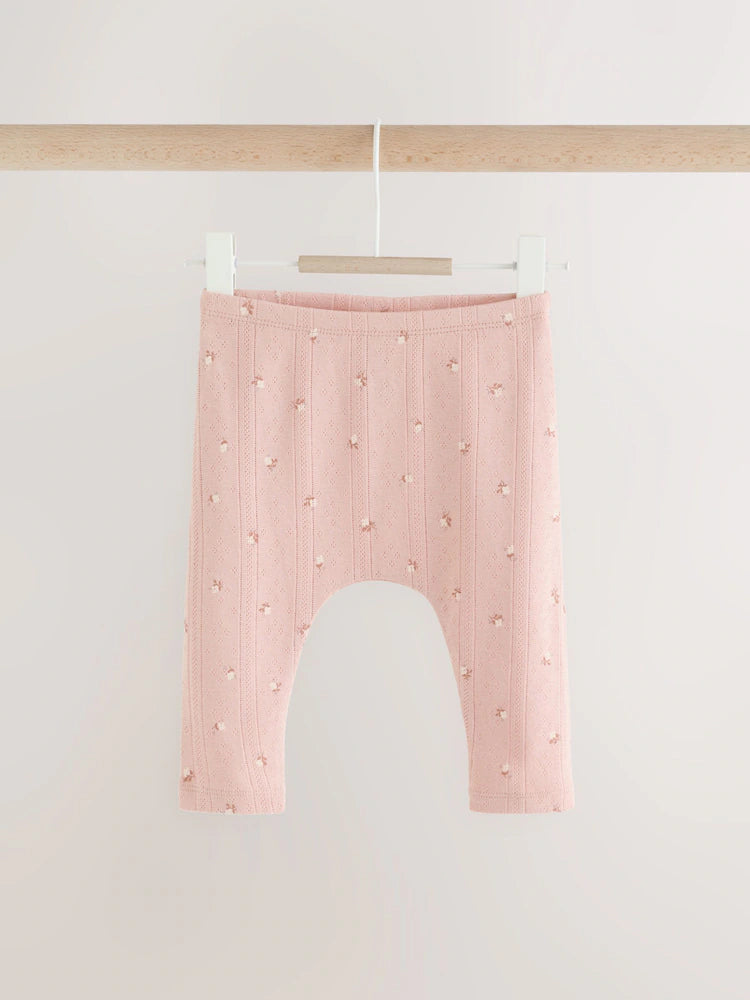 |BabyGirl| Kit com 5 Leggings para Bebê – Estampa Miúda Marrom-Mink (0 meses a 2 anos)