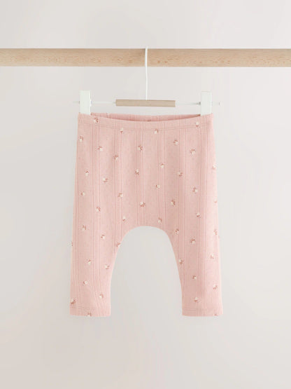 |BabyGirl| Kit com 5 Leggings para Bebê – Estampa Miúda Marrom-Mink (0 meses a 2 anos)