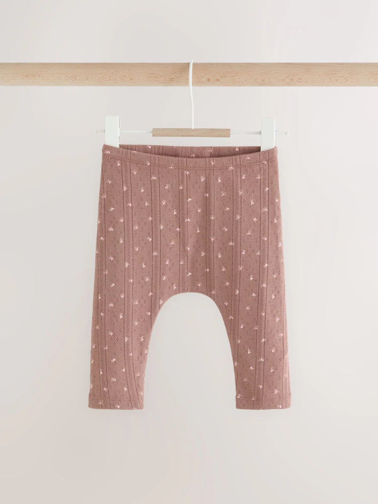 |BabyGirl| Kit com 5 Leggings para Bebê – Estampa Miúda Marrom-Mink (0 meses a 2 anos)