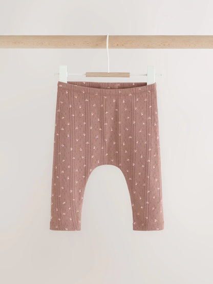 |BabyGirl| Kit com 5 Leggings para Bebê – Estampa Miúda Marrom-Mink (0 meses a 2 anos)
