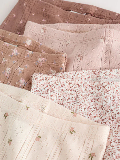 |BabyGirl| Kit com 5 Leggings para Bebê – Estampa Miúda Marrom-Mink (0 meses a 2 anos)