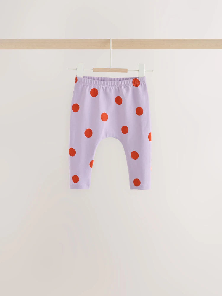 |BabyGirl| Kit com 5 Leggings para Bebê com Estampa de Flores (Lilás/Roxo) (0 meses a 2 anos)
