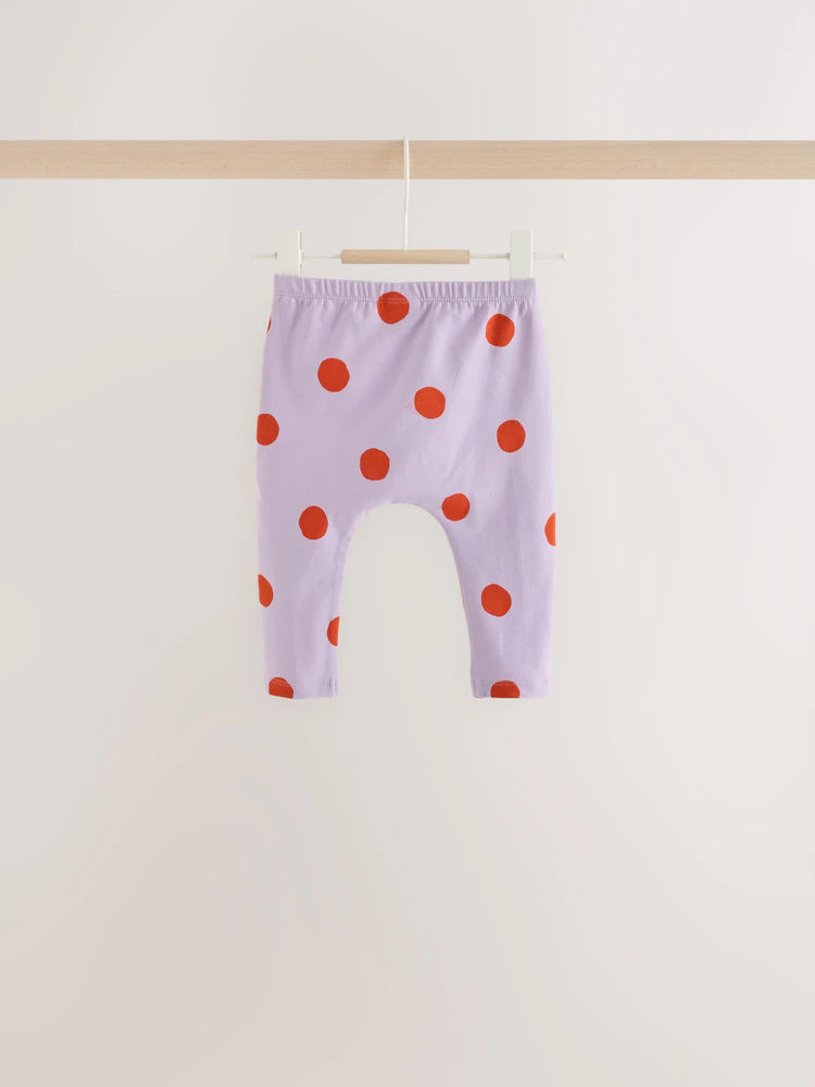 |BabyGirl| Kit com 5 Leggings para Bebê com Estampa de Flores (Lilás/Roxo) (0 meses a 2 anos)
