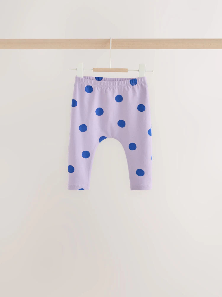 |BabyGirl| Kit com 5 Leggings para Bebê com Estampa de Flores (Lilás/Roxo) (0 meses a 2 anos)