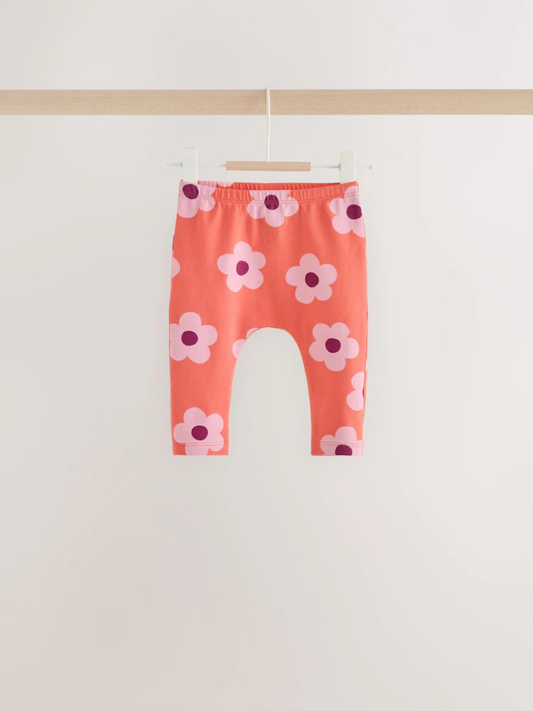 |BabyGirl| Kit com 5 Leggings para Bebê com Estampa de Flores (Lilás/Roxo) (0 meses a 2 anos)