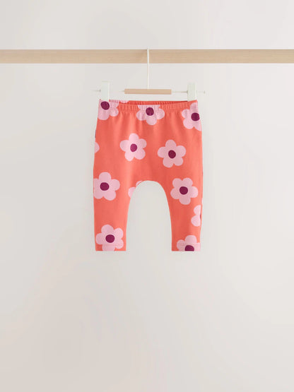 |BabyGirl| Kit com 5 Leggings para Bebê com Estampa de Flores (Lilás/Roxo) (0 meses a 2 anos)