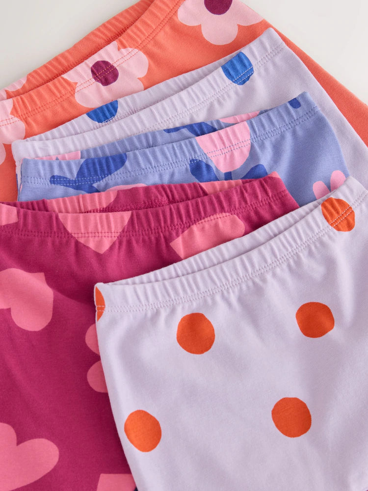 |BabyGirl| Kit com 5 Leggings para Bebê com Estampa de Flores (Lilás/Roxo) (0 meses a 2 anos)