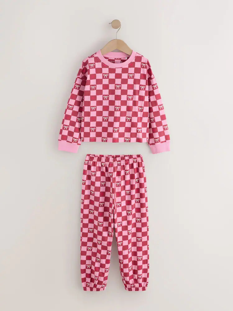 |Girl| Kit com 3 Pijamas Jogger com Laço (Rosa/Marrom) – 9 meses a 16 anos
