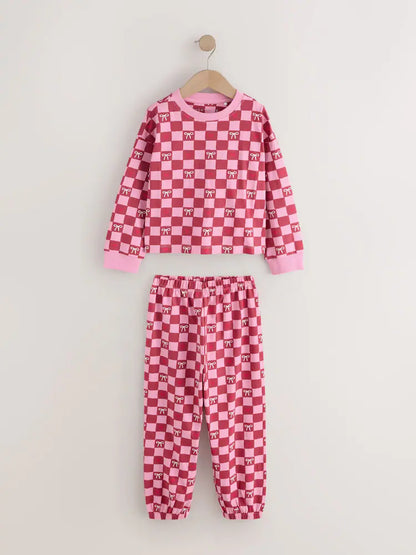 |Girl| Kit com 3 Pijamas Jogger com Laço (Rosa/Marrom) – 9 meses a 16 anos