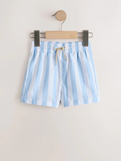 |Boy| Kit Com 2 Shorts De Banho Listrados (Azul/Neutro) – (3 meses a 7 anos)