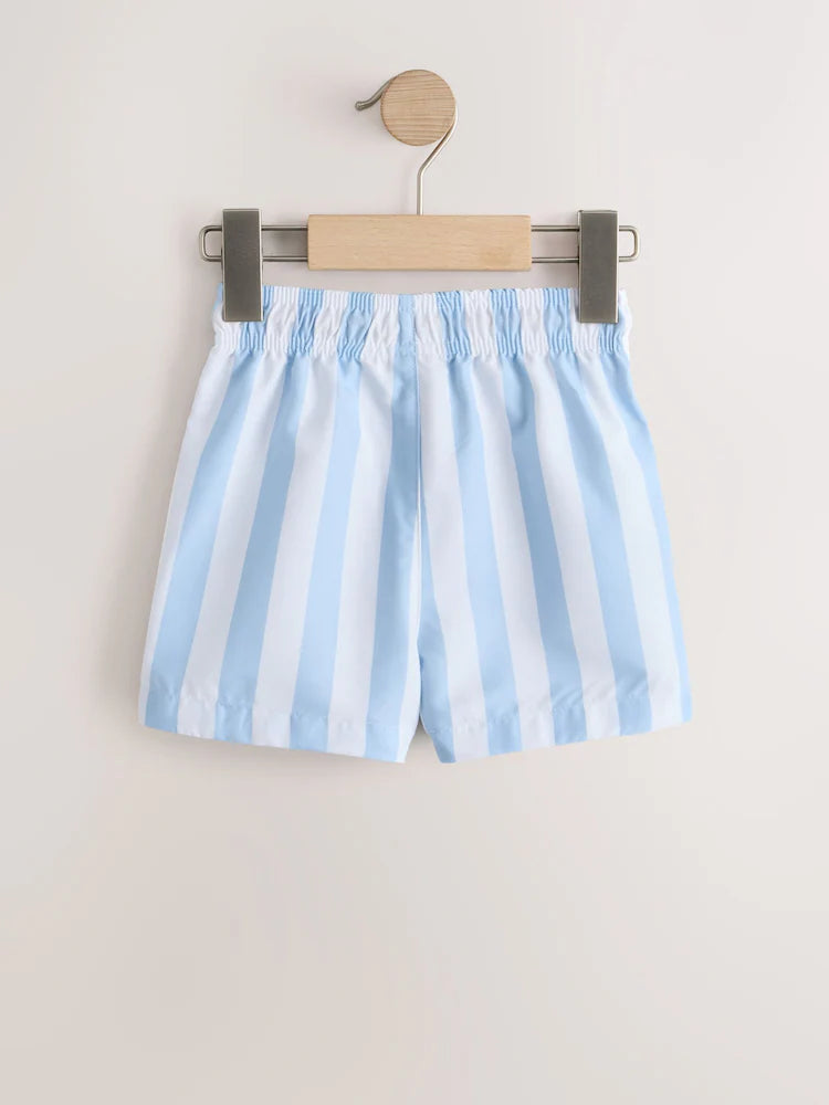 |Boy| Kit Com 2 Shorts De Banho Listrados (Azul/Neutro) – (3 meses a 7 anos)