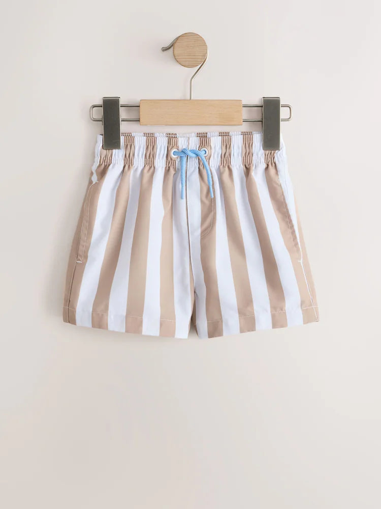 |Boy| Kit Com 2 Shorts De Banho Listrados (Azul/Neutro) – (3 meses a 7 anos)