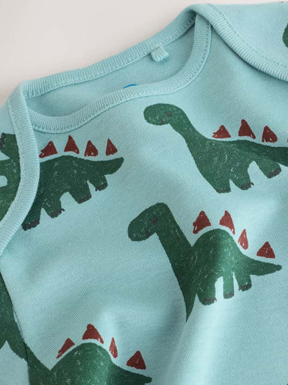 |BabyBoy| Kit com 5 Bodies de Manga Curta para Bebê – Dinossauro Verde