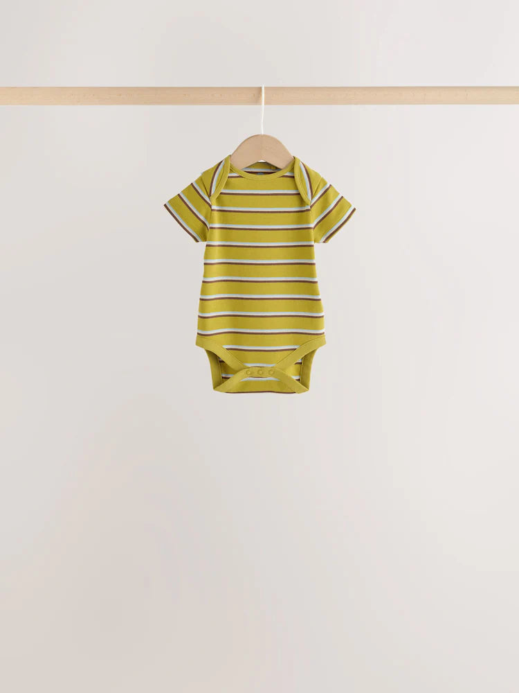 |BabyBoy| Kit com 5 Bodies de Manga Curta para Bebê – Dinossauro Verde