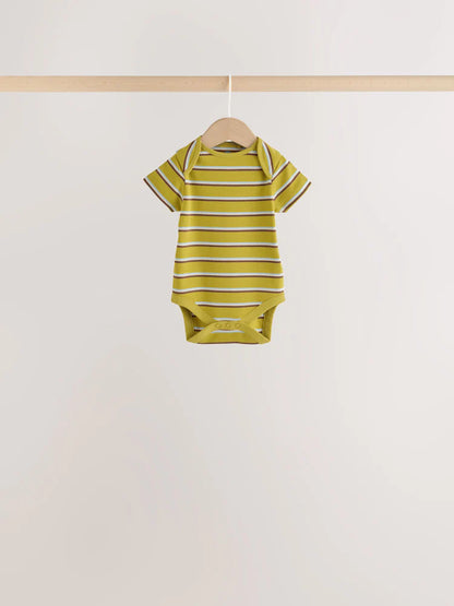 |BabyBoy| Kit com 5 Bodies de Manga Curta para Bebê – Dinossauro Verde