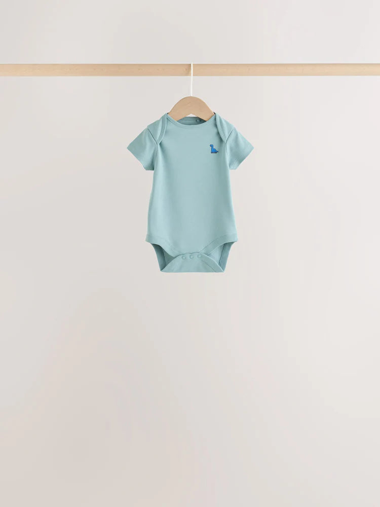 |BabyBoy| Kit com 5 Bodies de Manga Curta para Bebê – Dinossauro Verde