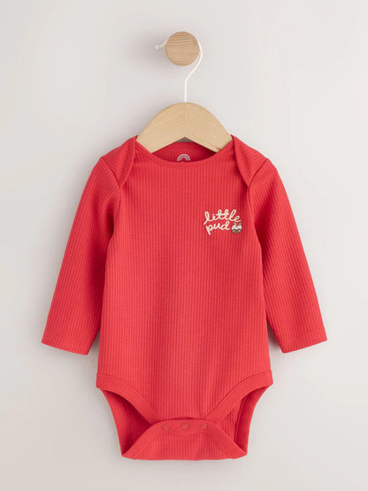 |BabyGirl| Body de Bebê Manga Longa "Little Pud" Vermelho com Tema de Natal