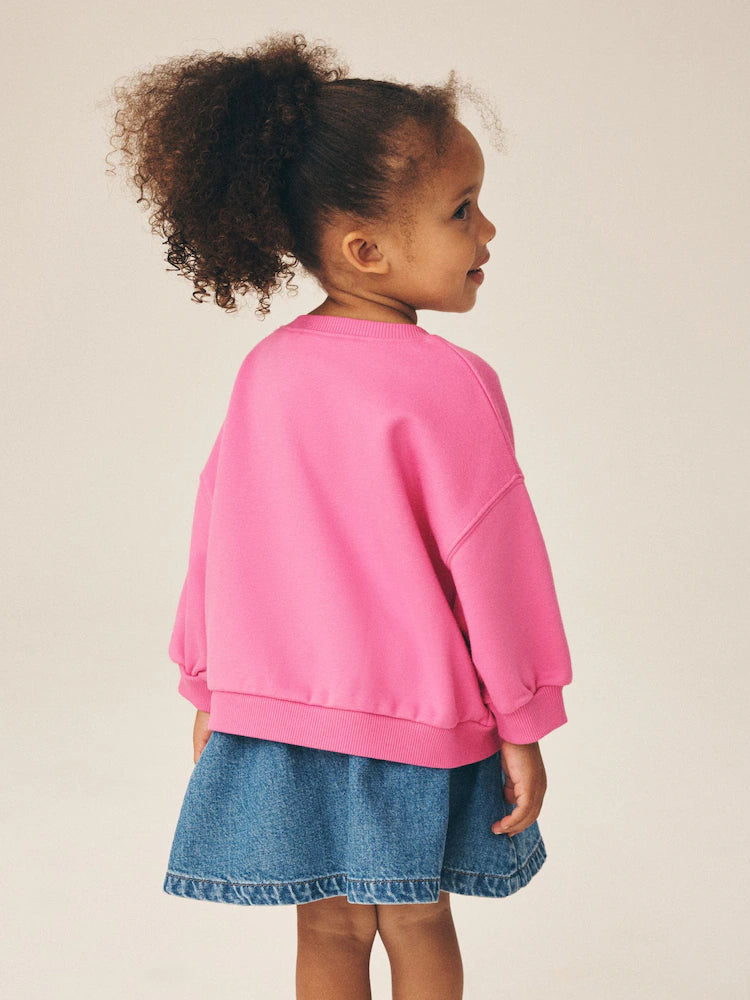 |Girl| Moletom de Natal Rosa-Choque com Gola Careca (3 meses a 7 anos)