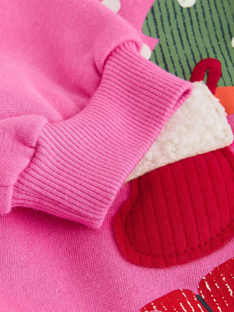 |Girl| Moletom de Natal Rosa-Choque com Gola Careca (3 meses a 7 anos)