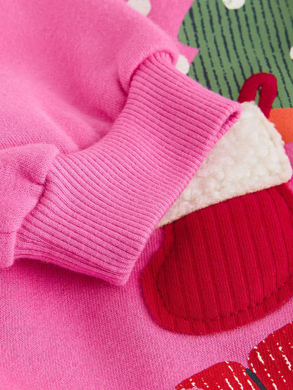 |Girl| Moletom de Natal Rosa-Choque com Gola Careca (3 meses a 7 anos)