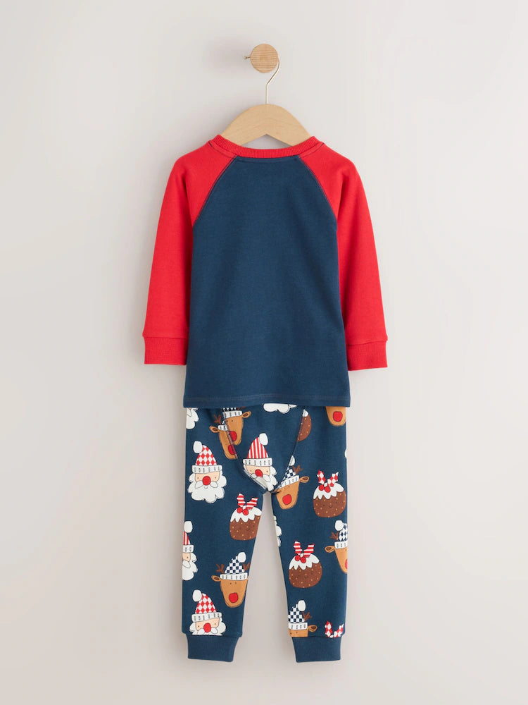 |Boy| Pijama de Natal com estampa de Papai Noel – Azul-marinho e vermelho (9 meses a 12 anos)