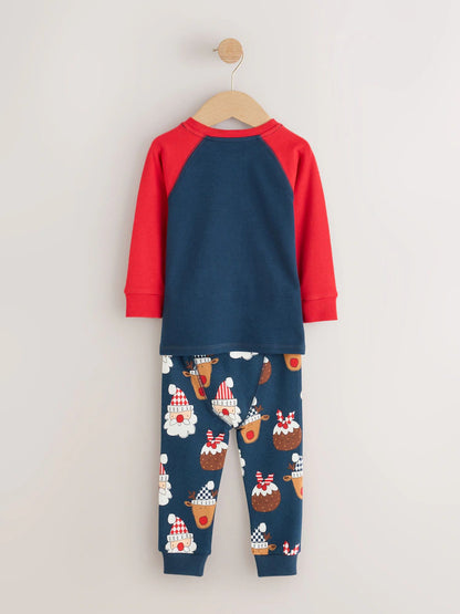|Boy| Pijama de Natal com estampa de Papai Noel – Azul-marinho e vermelho (9 meses a 12 anos)