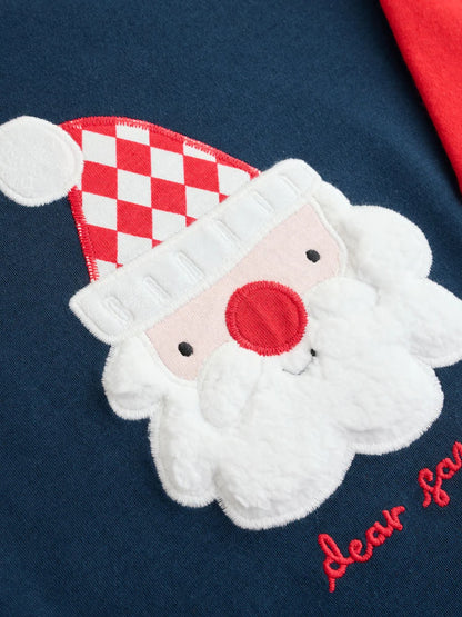 |Boy| Pijama de Natal com estampa de Papai Noel – Azul-marinho e vermelho (9 meses a 12 anos)
