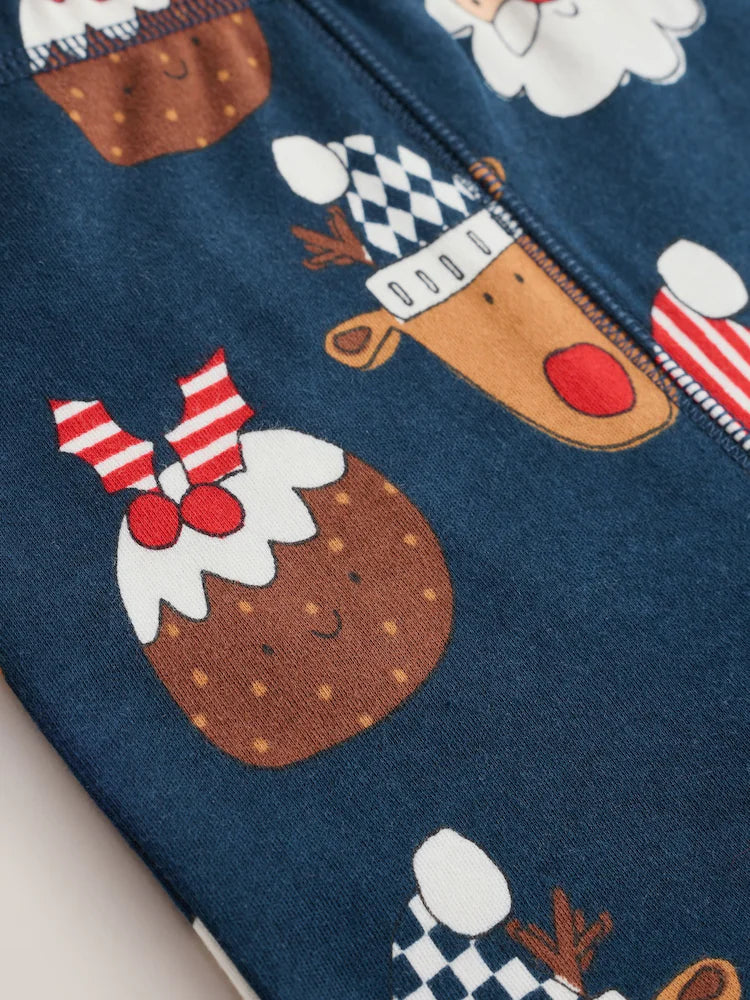 |Boy| Pijama de Natal com estampa de Papai Noel – Azul-marinho e vermelho (9 meses a 12 anos)