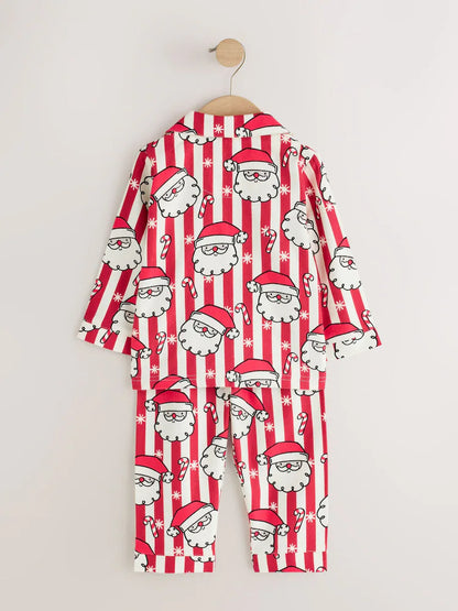 |Boy| Pijama de Natal Listrado Vermelho e Branco (9 meses a 12 anos)