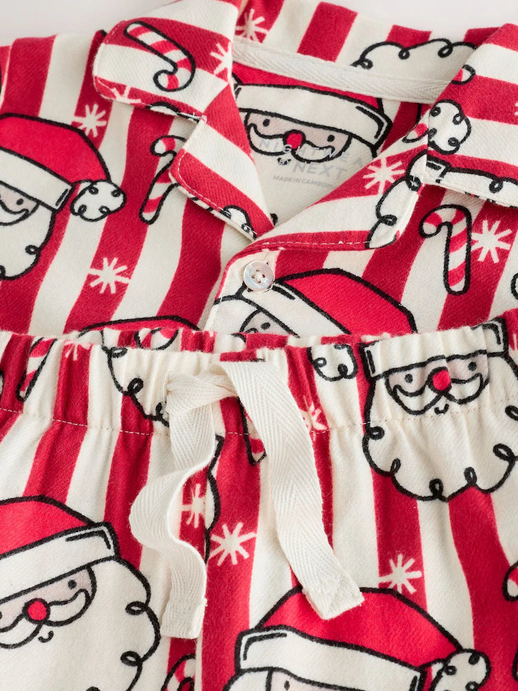 |Boy| Pijama de Natal Listrado Vermelho e Branco (9 meses a 12 anos)