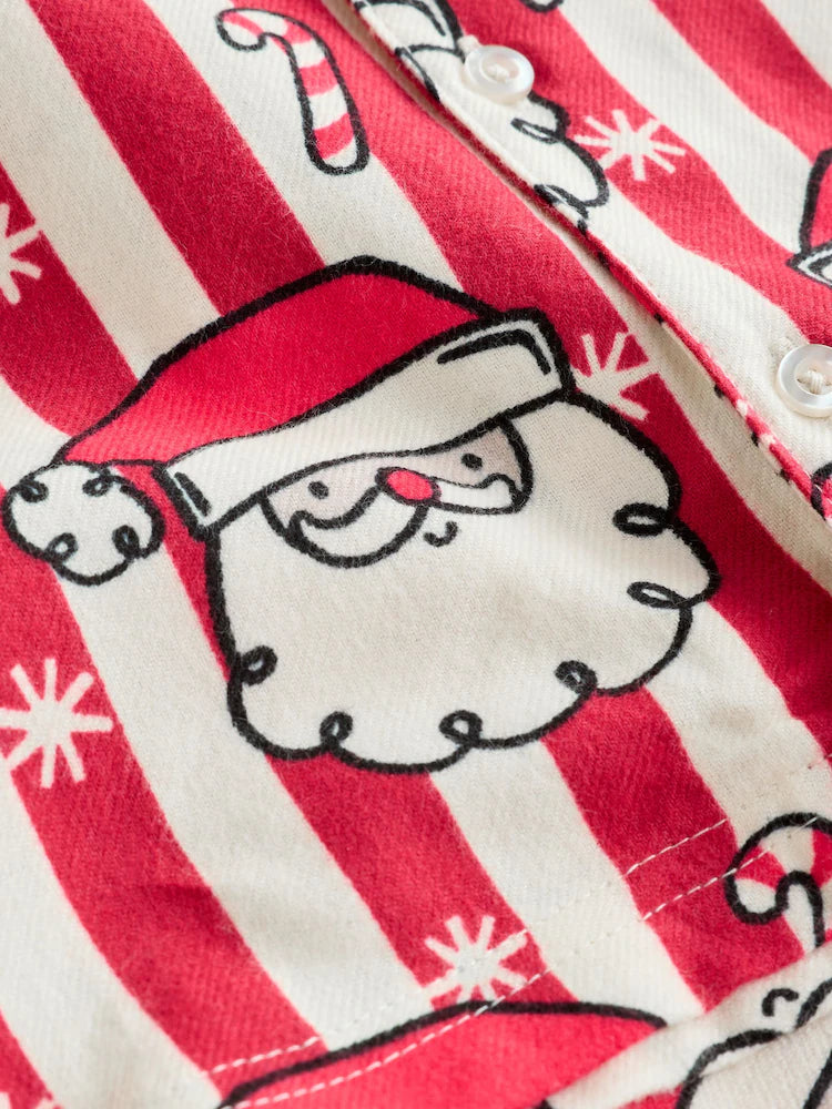 |Boy| Pijama de Natal Listrado Vermelho e Branco (9 meses a 12 anos)