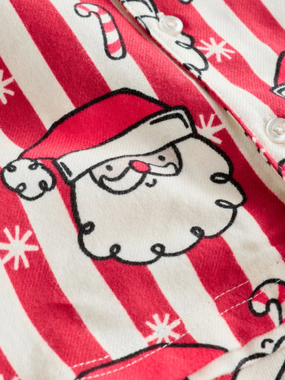 |Boy| Pijama de Natal Listrado Vermelho e Branco (9 meses a 12 anos)
