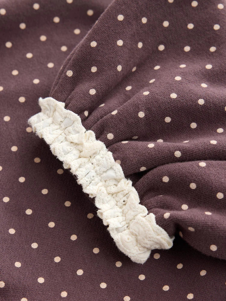 |Girl| Calça Estilo Bloomer com Estampa de Poá Marrom (3 meses a 7 anos)