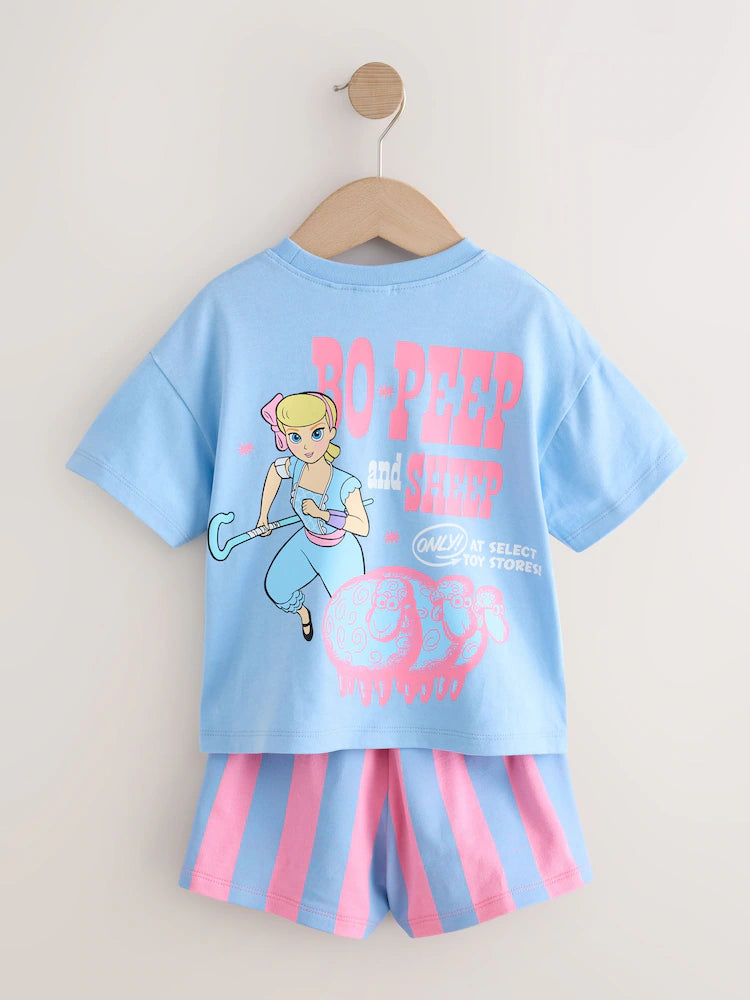 |Boy| Conjunto De Camiseta De Manga Curta e Shorts Toy Story Bo Peep (Azul/Rosa) (3 meses a 7 anos)