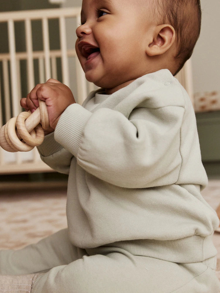 |BabyBoy| Conjunto De Suéter e Calça De Moletom Verde Sálvia Para Bebê (0 meses a 2 anos)