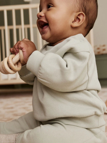|BabyBoy| Conjunto De Suéter e Calça De Moletom Verde Sálvia Para Bebê (0 meses a 2 anos)