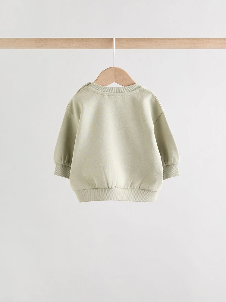 |BabyBoy| Conjunto De Suéter e Calça De Moletom Verde Sálvia Para Bebê (0 meses a 2 anos)