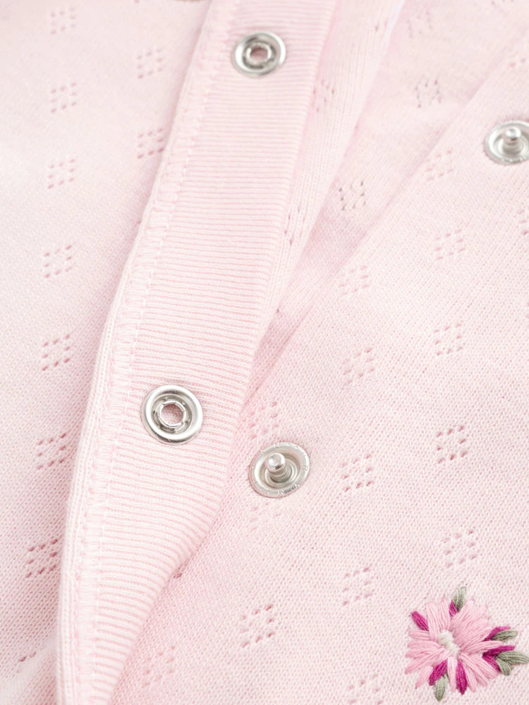 |BabyGirl| Kit com 3 Macacões de Bebê com Estampa Floral e de Coelhinho (Rosa) (0 meses a 2 anos)