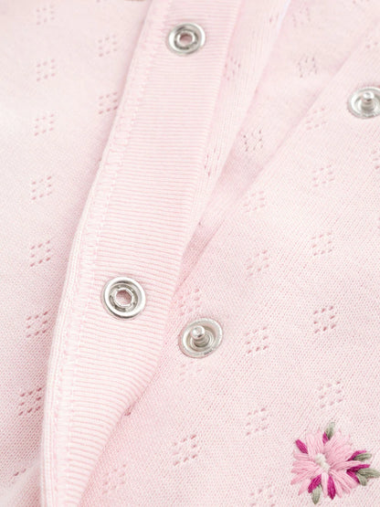 |BabyGirl| Kit com 3 Macacões de Bebê com Estampa Floral e de Coelhinho (Rosa) (0 meses a 2 anos)